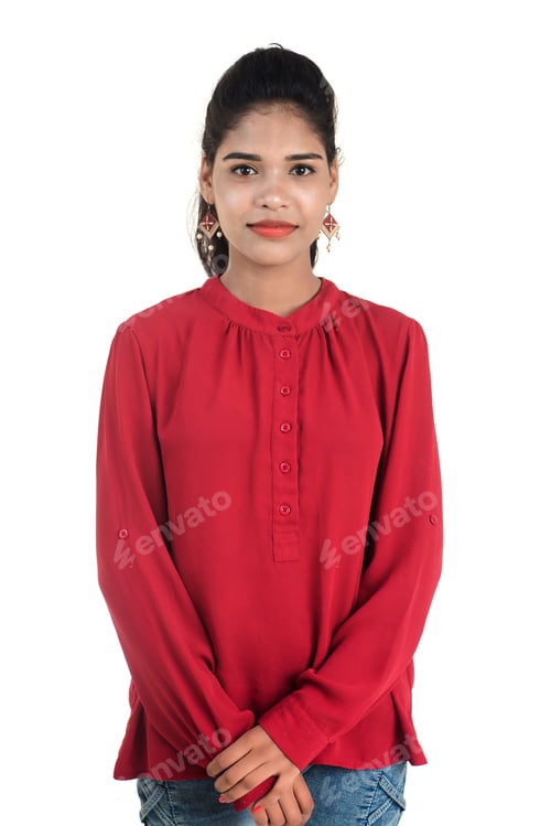 Preview: Beautiful Indian Traditional Girl Posing On White Background.