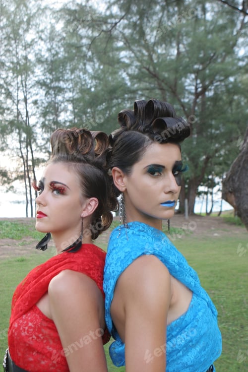 Preview: Fashion Image With Bold Make-Up And Modern Hairstyle.