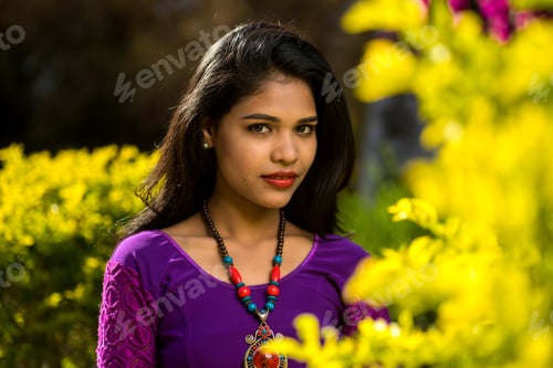 Preview: Beautiful Indian Young Girl Posing Outdoors Or Park.