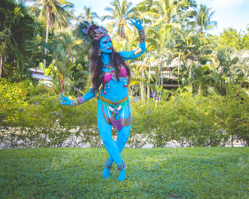 Preview: Buddhist Deity: Woman With Face & Body Paint.