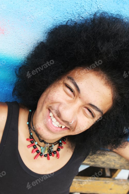 Preview: Thai Man With A Big Afro Hairstyle.
