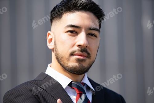 Preview: Young Business Man Smiling Outdoors In The Business District