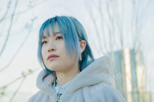 Preview: Young Woman With Blue Hair