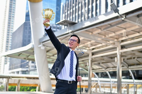 Preview: Concept Business People Playing Sports, Businessmen Are Fighting In Golf Games.