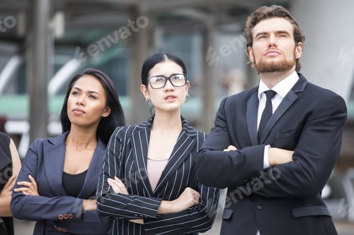 Preview: Businessman Looking For Direction Plan With Team. People Thinking For Business Project With Team