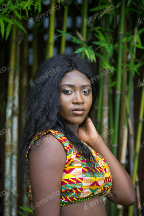 Preview: Beautiful African Girl In Modern Ethnic Dress.