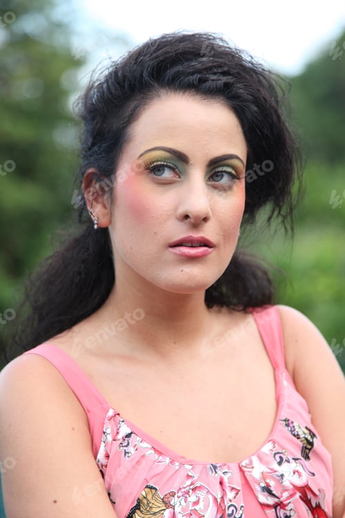 Preview: Fashion Image With Bold Make-Up And Modern Hairstyle.