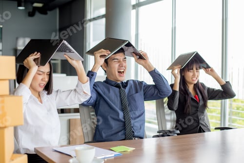 Preview: Asian People Working With Stress Situation, People With Serious Problem For Business, Sme, Delivery