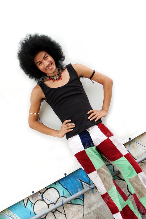 Preview: Thai Man With A Big Afro Hairstyle.