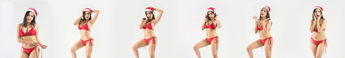 Preview: Beautiful Happy Woman In Sexy Santa Claus Clothes.