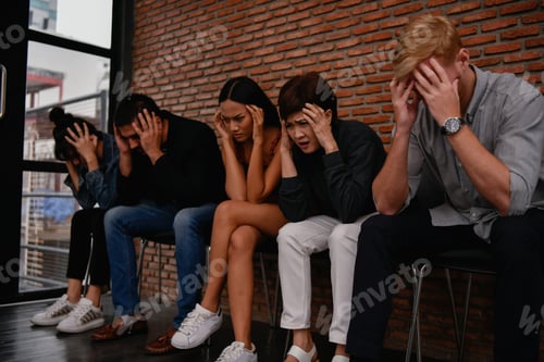 Preview: Business Concept. Business People Are Stressed At Work. Businessmen Use Hard Thoughts In The Office.