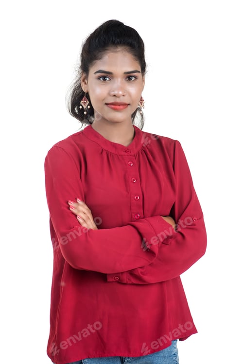 Preview: Beautiful Indian Traditional Girl Posing On White Background.