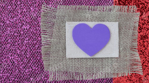 Preview: Hearts With Burlap On Pink Wooden Background