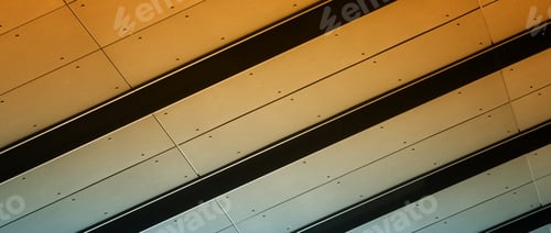 Preview: Abstract architectural ceiling with diagonal lines and lighting.