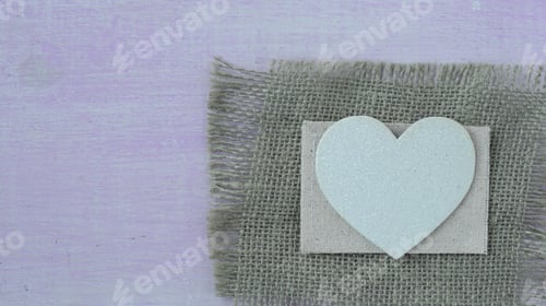 Preview: Hearts With Burlap On Pink Wooden Background