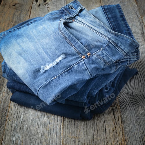Preview: Denim Jeans On Wooden Background