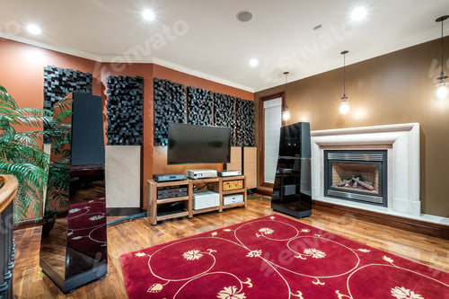 Preview: Living Room In A Luxury House With High End Speakers And Equipment