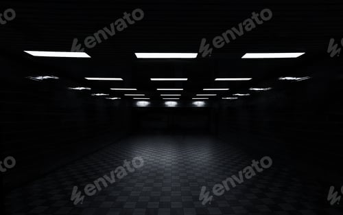 Preview: Dark Tunnel with Lights on the Ceiling