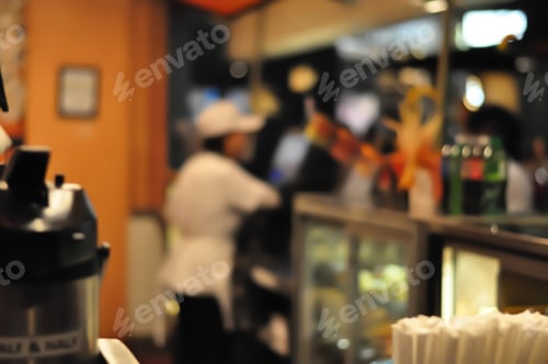 Preview: Blurred Focus In Sushi Or Japanese Restaurant. Abstract Background In Vegas Nevada. Blur Background.