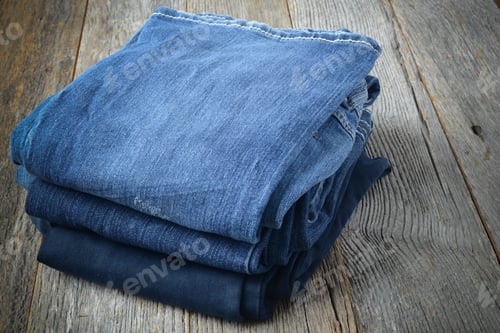 Preview: Denim Jeans On Wooden Background