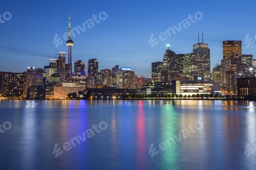 Preview: Night Skyline Of Toronto. The View From Cherry Street, Toronto, Ontario, Canada.