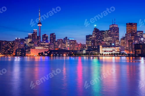 Preview: Toronto'S Night Skyline, One Of The Best Views From Cherry Street, Toronto, Ontario, Canada.