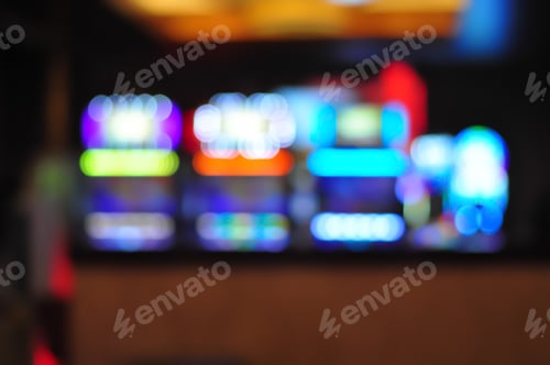 Preview: Blur Focus In Casino. Abstract Background In Vegas Nevada. Blurred Background.