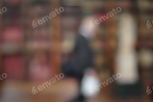 Preview: Blured Books In Public Library. Blur Effect. Background.