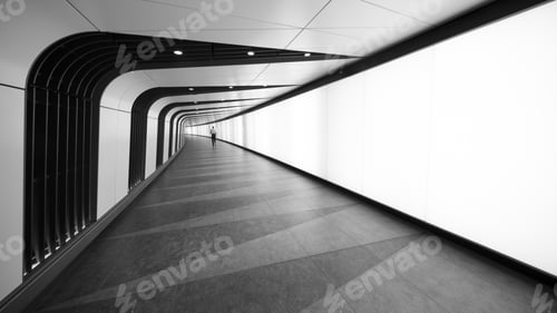 Preview: Study Of Patterns And Lines Underground Path Around Kings Cross Train Station In London, Uk.