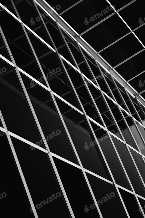 Angular Glass Architecture in Black and White