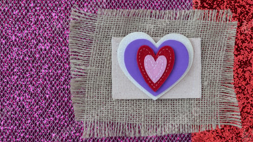 Preview: Hearts With Burlap On Pink Wooden Background