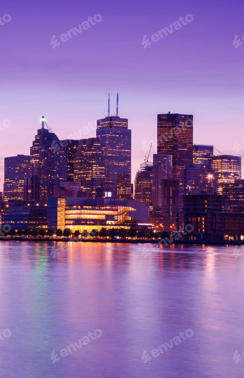 Preview: Toronto'S Night Skyline, One Of The Best Views From Cherry Street, Toronto, Ontario, Canada.