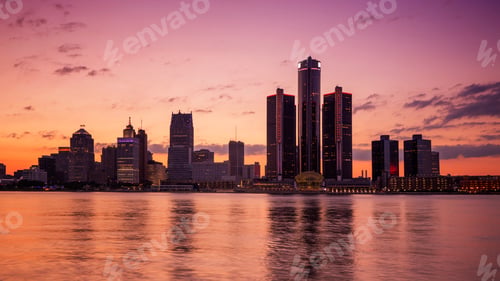 Preview: Beautiful City Skyline Of Detroit City, Photos Taken From Canadian Side, Windsor, Ontario.