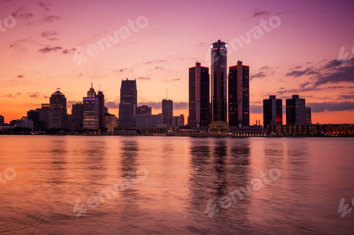 Preview: Beautiful City Skyline Of Detroit City, Photos Taken From Canadian Side, Windsor, Ontario.