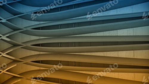 Abstract Arches Architecture in Blue and Yellow