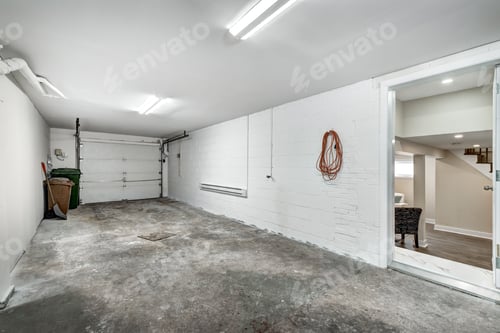 Preview: Interior of a garage, with visible storage