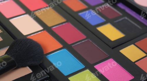 Preview: Colorful Cosmetic Pigment Palettes And Various Cosmetics