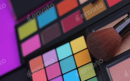 Preview: Colorful Cosmetic Pigment Palettes With Brushes, Shallow Dof