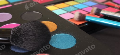 Preview: Colorful Pressed Pigment Pallets Close Up
