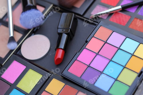 Preview: Colorful Cosmetic Pigment Palettes With Brushes