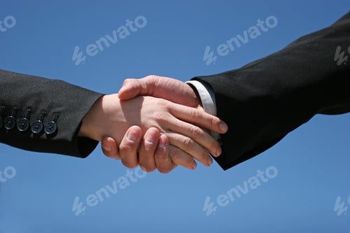 Preview: Young Girl And Guy Handshaking For Business
