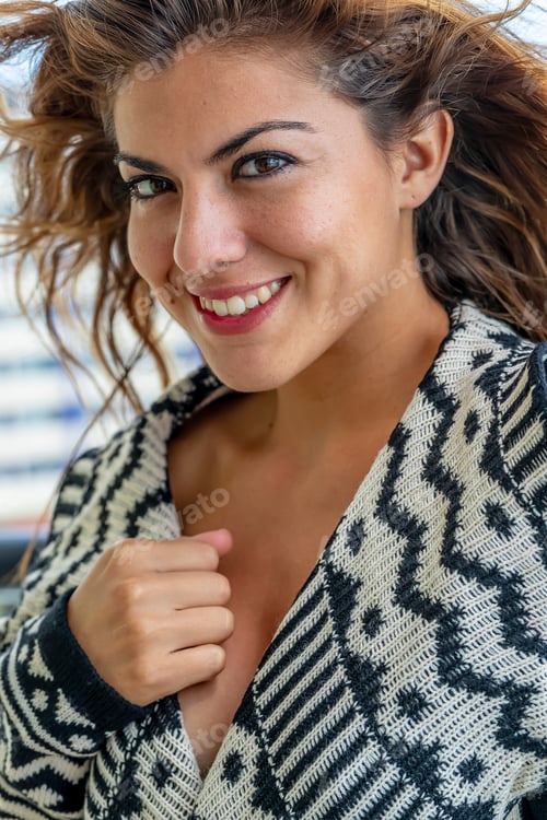 Preview: A Hispanic Brunette Model Lounging Around On A Resort
