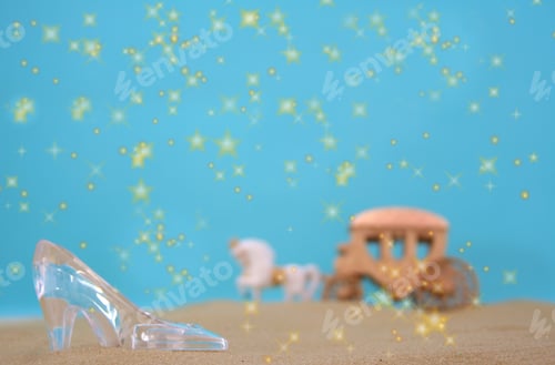 Preview: Glass Slipper On Beach With Carriage In Background