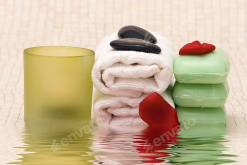 Preview: Spa Towels, Stones, Soaps And Candle