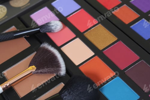 Preview: Colorful Cosmetic Pigment Palettes And Various Cosmetics