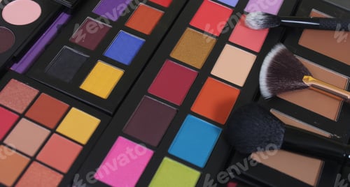 Preview: Colorful Cosmetic Pigment Palettes And Various Cosmetics