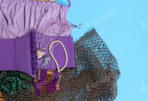 Preview: Mermaid Fashion With Jewelry And Fishing Net Purple And Green