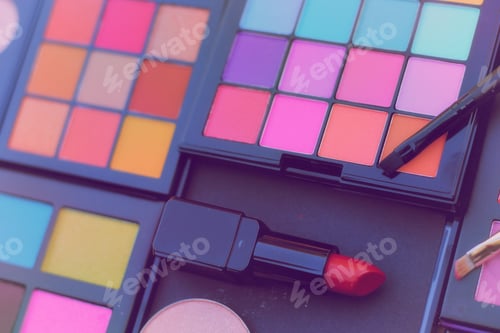 Preview: Colorful Cosmetic Pigment Palettes With Brushes, Shallow Dof