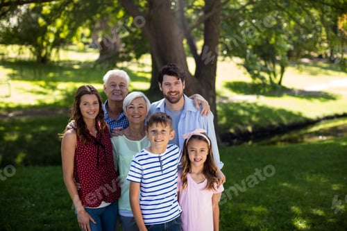 Preview: Portrait Of Multi Generation Family Standing In Park