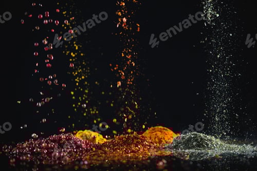 Preview: Close-Up Of Powdered Spices Against Black Background
